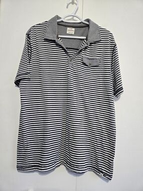 Unionbay Striped Polo Shirt XL Black White Short Sleeve Pocket Casual Top